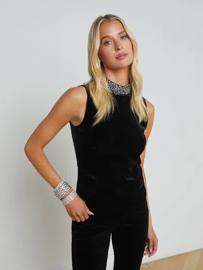 L'AGENCE MADELYN EMBELLISHED VELVET TOP