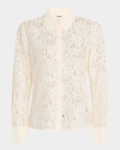 L'AGENCE MAIA LACE BUTTON-FRONT BLOUSE