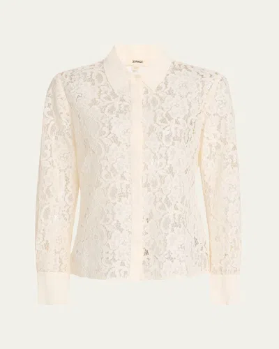 L'AGENCE MAIA LACE BUTTON-FRONT BLOUSE