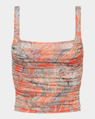 L'AGENCE RASHA SHIRRED PAISLEY TANK TOP