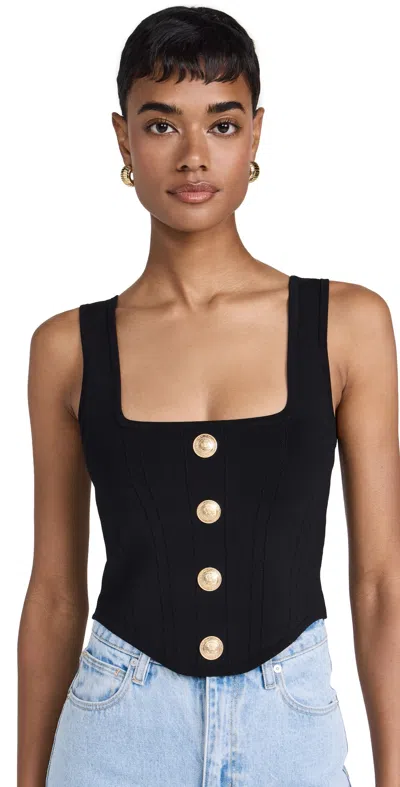 L'AGENCE SAGA SQUARE NECK KNIT CORSET BLOUSE BLACK/GOLD