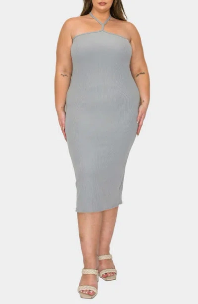 L I V D L I V D SIENNA HALTER RIB MIDI DRESS