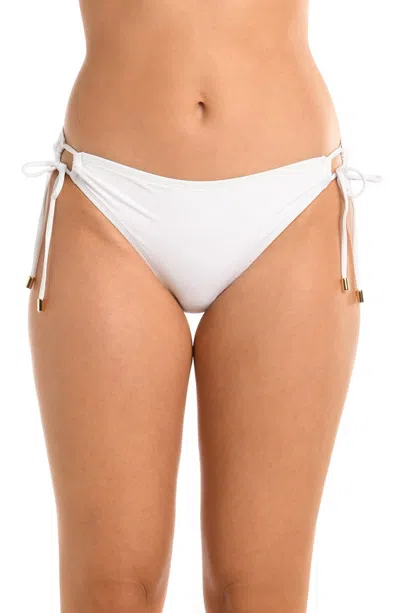 LA BLANCA ISLAND GODDESS SIDE TIE HIPSTER BOTTOMS IN WHITE