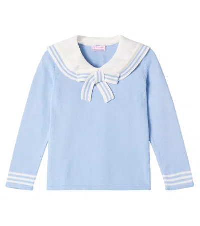 LA COQUETA CLAUDINA BOW-DETAIL COTTON SWEATER