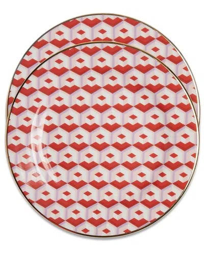 LA DOUBLEJ CUBI ROSSO DESSERT PLATE (SET OF 2)