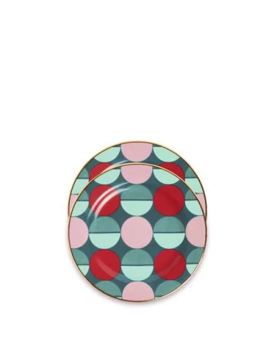 LA DOUBLEJ LA DOUBLEJ DESSERT PLATES SET OF 2 SFERE DARK GREEN