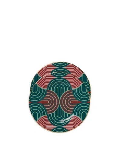 LA DOUBLEJ LA DOUBLEJ DESSERT PLATES SET OF 2 SLINKY VERDE GREEN