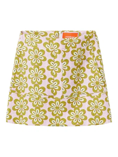 LA DOUBLEJ FLORAL-PRINT COTTON-BLEND SKIRT