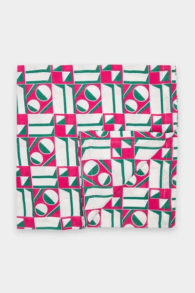 LA DOUBLEJ HOUSEWIVES LARGE TABLECLOTH IN GEOMETRICO ROSA