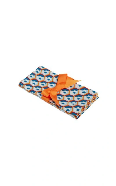 LA DOUBLEJ LA DOUBLEJ LARGE NAPKINS SET OF 2 (45X45) CUBO GIALLO/FUXSIA BLUE