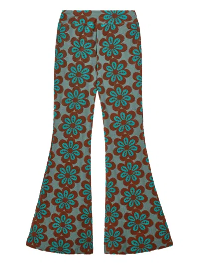 LA DOUBLEJ NEW MEDITATION FLOWER-PRINT FLARED TROUSERS