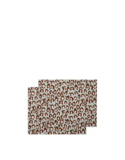 LA DOUBLEJ LA DOUBLEJ PLACEMATS SET OF 2 (35X45) LADY LEOPARD ACQUA ACQUAMARIN