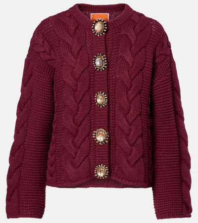 LA DOUBLEJ PORTRAIT EMBELLISHED WOOL-BLEND CARDIGAN