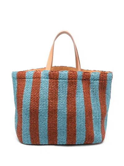 LA DOUBLEJ RIVIERA STRIPED RAFFIA TOTE BAG