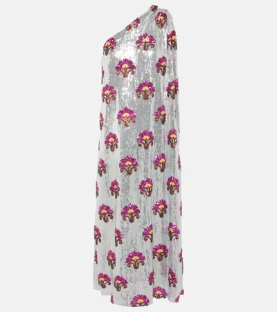 LA DOUBLEJ ROY SEQUINED ONE-SHOULDER MIDI DRESS