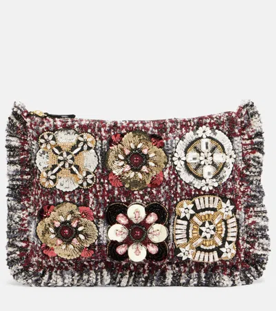 LA DOUBLEJ SMALL EMBROIDERED JACQUARD POUCH