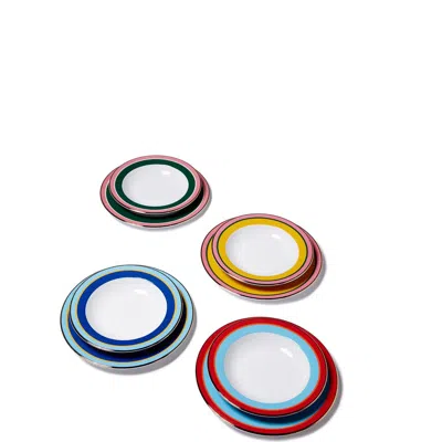 LA DOUBLEJ LA DOUBLEJ SOUP AND DINNER PLATES SET OF 8 RAINBOW MIX