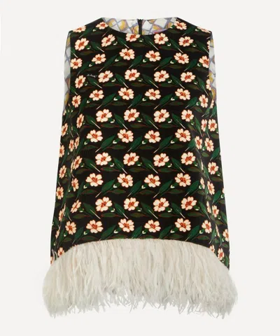 LA DOUBLEJ LA DOUBLEJ WOMEN'S LA SCALA MAYFAIR FEATHERED TOP