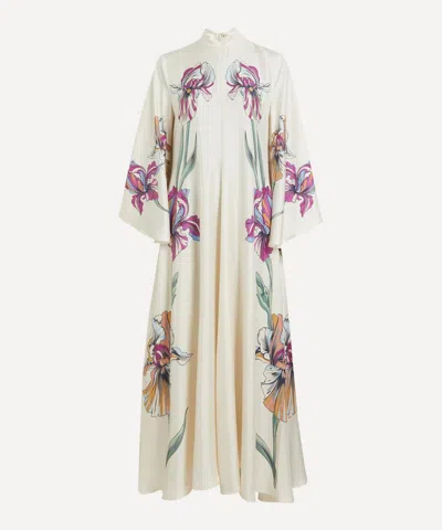 LA DOUBLEJ LA DOUBLEJ WOMEN'S MAGNIFICO IRIS PLACEE IVORY SILK TWILL MAXI DRESS