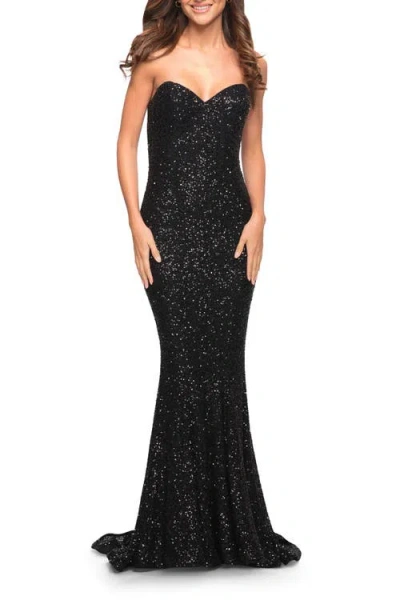 LA FEMME LA FEMME STRAPLESS SWEETHEART LUXE SEQUIN GOWN
