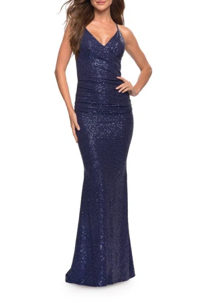 LA FEMME LA FEMME WRAP STYLE LONG GOWN
