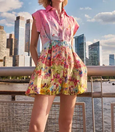 LA FUORI LANDSCAPE PRINTED MINI DRESS IN PINK MULTI