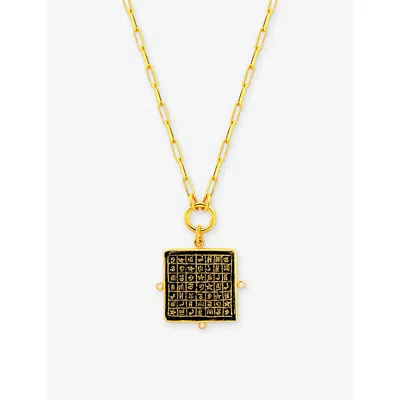 LA MAISON COUTURE WOMENS BLACK ECE LONDON THE IMPERIAL GUARDIAN TALISMAN VI 22CT YELLOW GOLD VERMEIL, ONYX AND ZIRCON 