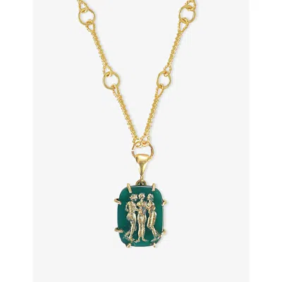 LA MAISON COUTURE WOMENS GREEN ECE LONDON THE CHARITIES LONDON 22CT YELLOW GOLD VERMEIL&NBSP;AND CARNELIAN NECKLAC