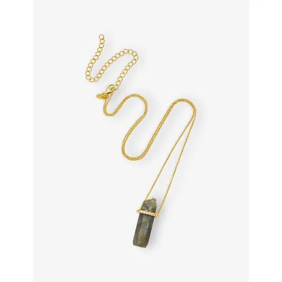 LA MAISON COUTURE WOMENS GREY ASSYA AURORA 18CT YELLOW GOLD VERMEIL, LABRADORITE AND CUBIC ZIRCONIA NECKLAC