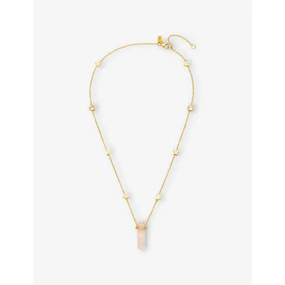 LA MAISON COUTURE WOMENS PINK ASSYA LONDON CUPID 18CT YELLOW GOLD VERMEIL, ROSE QUARTZ AND CUBIC ZIRCONIA NECKLAC
