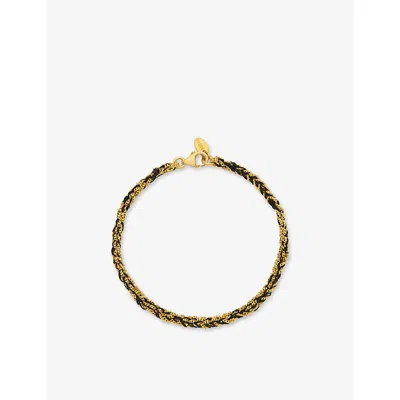 LA MAISON COUTURE WOMENS BLACK ASSYA PANAMA 18CT YELLOW GOLD-PLATED STERLING-SILVER AND SILK FRIENDSHIP BRACELET
