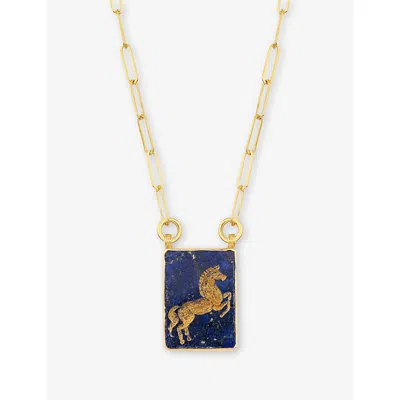 LA MAISON COUTURE WOMENS BLUE ECE LONDON THE HORSE 22CT YELLOW GOLD VERMEIL&NBSP;AND LAPIS LAZULI  NECKLAC