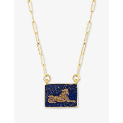 LA MAISON COUTURE WOMENS BLUE ECE LONDON THE SPHINX II 22CT YELLOW GOLD VERMEIL AND LAPIS LAZULI <BR/>NECKLAC