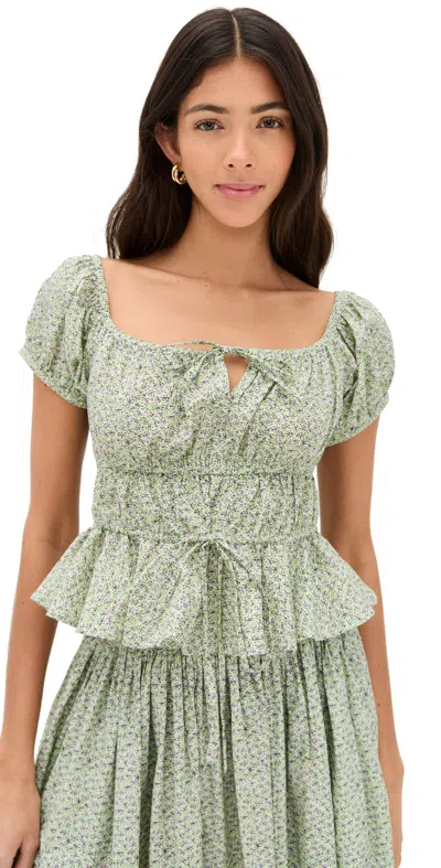 LA MAREGOLD IRIS TOP LAVENDER DITSY FLORAL