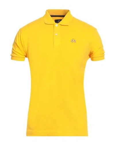 LA MARTINA LA MARTINA MAN POLO SHIRT YELLOW SIZE 3XL COTTON, ELASTANE
