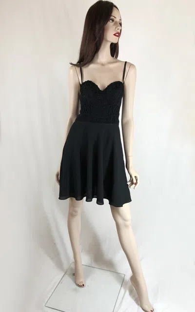 LA PERLA LA PERLA DRESS MACRAME EMBROIDERED BUSTLINE, CREPE FABRIC SKIRT AU 14 BLACK