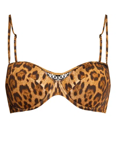 LA PERLA LEOPARD-PRINT CUT-OUT BIKINI TOP