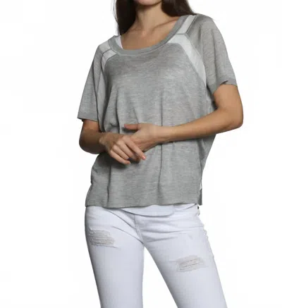 LABEL+THREAD WOMEN'S SHEER TRIM SCOOP TOP IN GREY