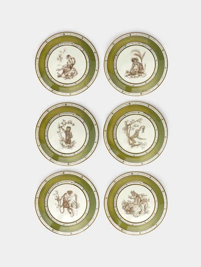 LABORATORIO PARAVICINI MONKEYS CERAMIC DINNER PLATES - 10.5IN/27CM (SET OF 6)