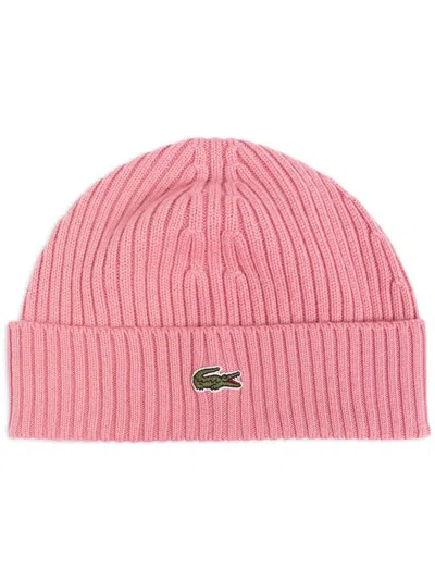 LACOSTE LOGO-EMBROIDERED KNIT HAT