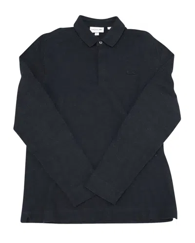 LACOSTE LONG-SLEEVE PARIS CLASSIC FIT POLO IN GREY COTTON