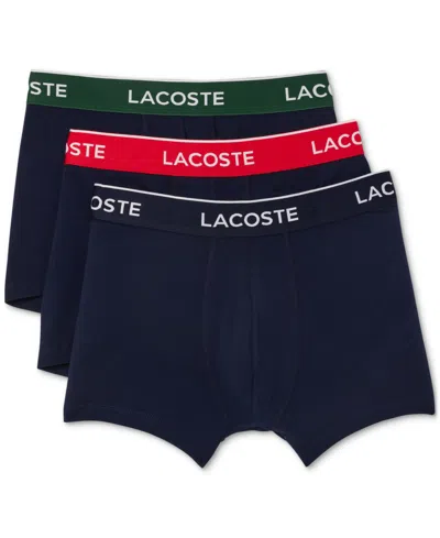 LACOSTE MEN'S 3-PACK REGULAR-FIT LOGO WAISTBAND TRUNK UNDERWEAR