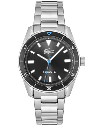 LACOSTE MEN'S BOSTON SILVER TONE STAINLESS STEEL BRACELET WATCH, 39MM