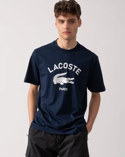 LACOSTE SIGNATURE CROC PRINT COTTON T-SHIRT