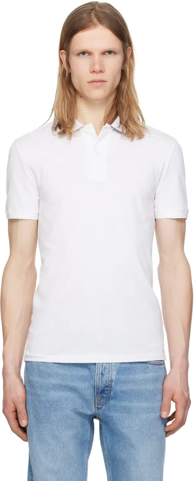 LACOSTE WHITE SLIM FIT BRANDED POLO