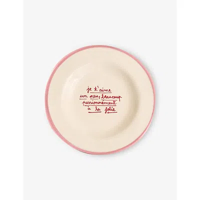 LAETITIA ROUGET PINK AND RED A LA FOLIE STONEWARE DESSERT PLATE 21CM