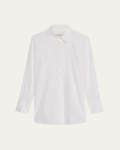 LAFAYETTE 148 EMBROIDERED SHEER OVERSIZED SHIRT