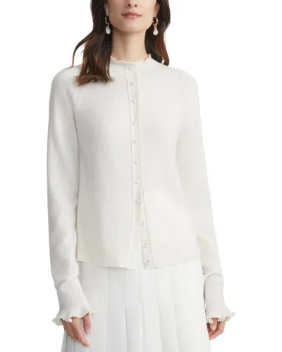 LAFAYETTE 148 HAND-BEADED PEARLESCENT TRIM CARDIGAN