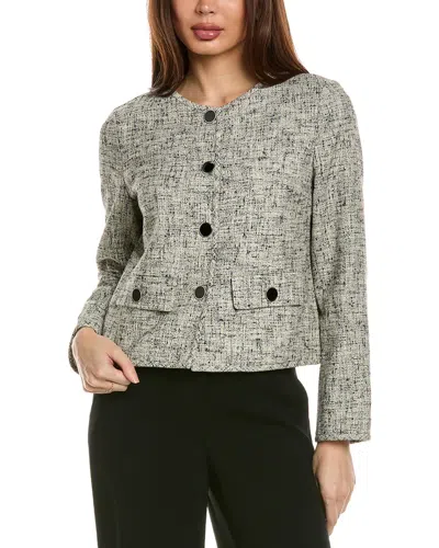 LAFAYETTE 148 LAFAYETTE 148 NEW YORK LINEN-BLEND COLLARLESS FLAP POCKET JACKET