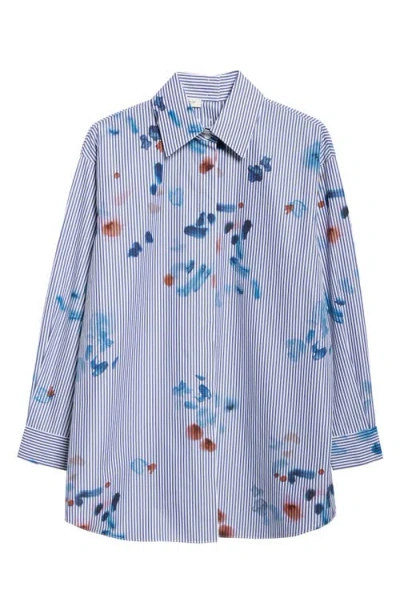 LAFAYETTE 148 LAFAYETTE 148 NEW YORK PAINT SPLATTER STRIPE OVERSIZE PORTRAIT SHIRT